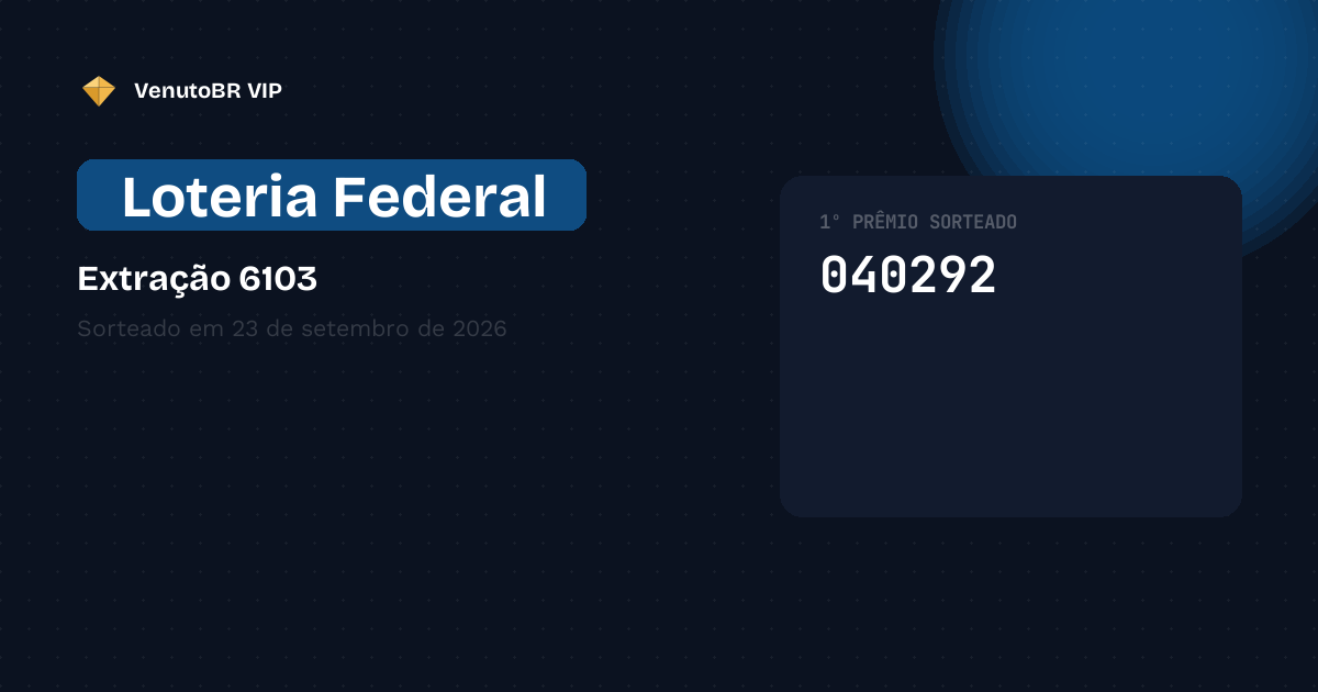 Resultado da Loteria Federal extração 6103: confira os números sorteados e o rateio completo