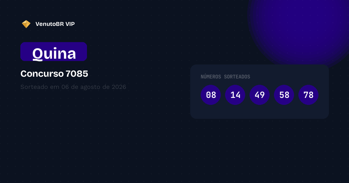 Saiu o resultado da Quina 7085! Confira os números e a premiação