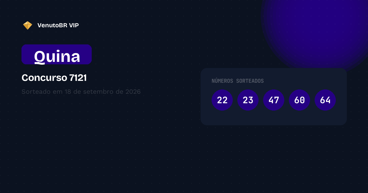 Resultado da Quina hoje: concurso 7121 completo, com rateio e ganhadores